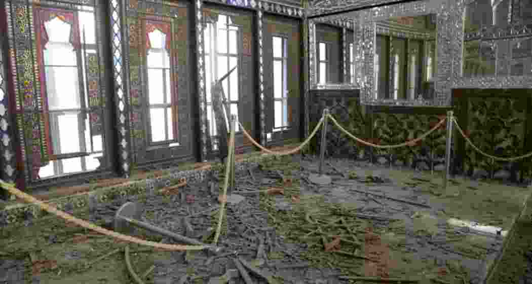 The damage inside Golestan Palace in Tehran, Iran.