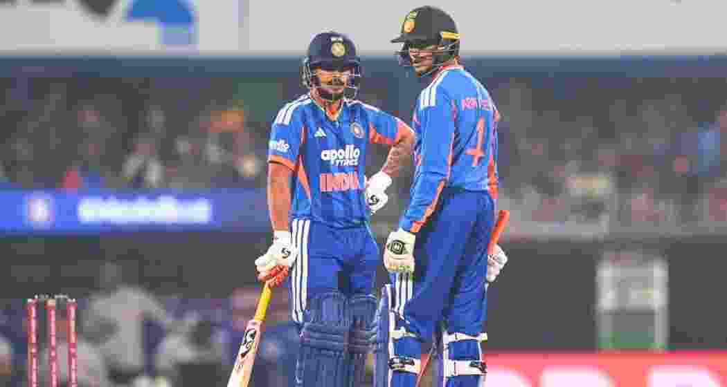 Ishan Kishan and Abhishek Sharma take a break during a recent T20I match. (Image: BCCI)