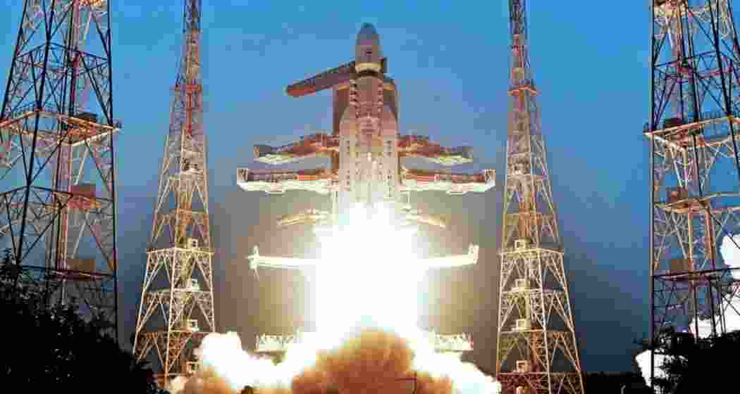 Indian Space Research Organisation (ISRO) launches LVM3-M5 carrying the CMS-03 communication satellite from Satish Dhawan Space Centre, in Sriharikota, Andhra Pradesh, on November 2, 2025. (ISRO-X/ANI Photo) 