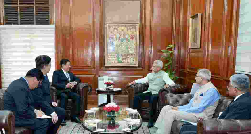 External Affairs Minister S Jaishankar meeting with Myanmarese counterpart U Than Shwe in New Delhi on Wednesday.