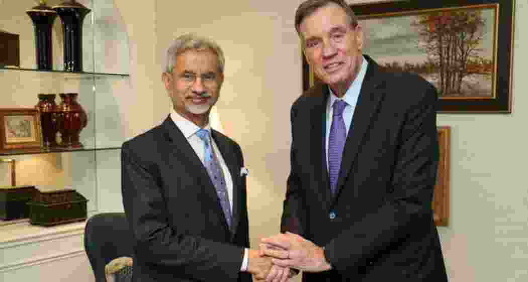 External Affairs Minister S Jaishankar meets Senator Mark Warner, co-chair of the U.S. Senate India Caucus, to discuss strengthening the India-US bilateral partnership.