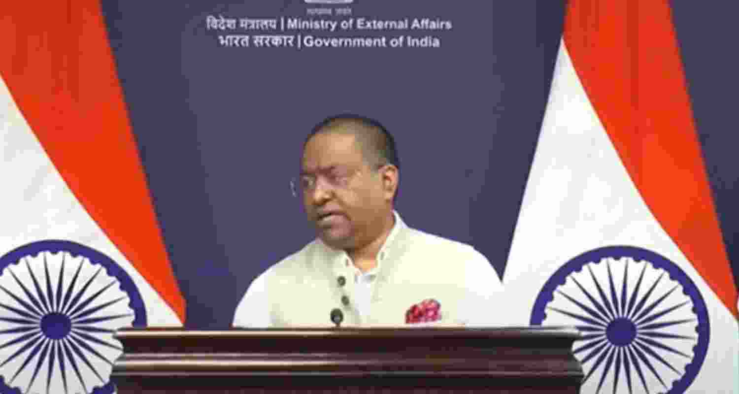 MEA spokesperson Randhir Jaiswal during a press briefing.