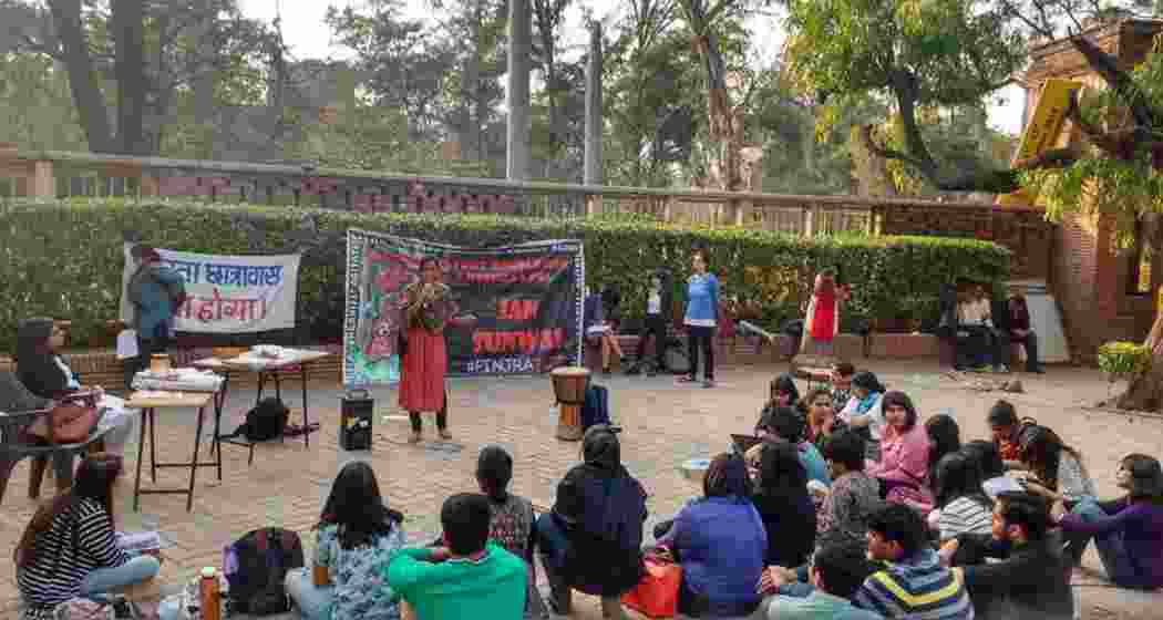 A ‘Jan Sunwai’ hearing in progress as officials listen to women’s grievances and complaints. 