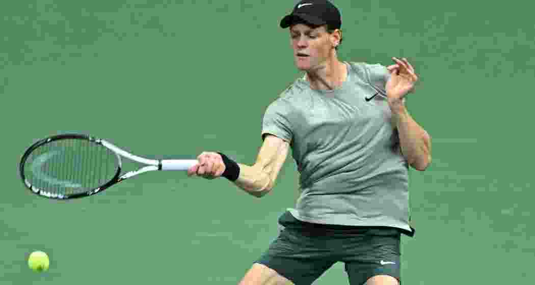 Jannik Sinner seen in action. 