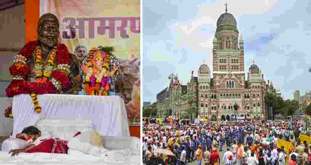 Activist Manoj Jarange Patil continues his hunger strike at Azad Maidan.