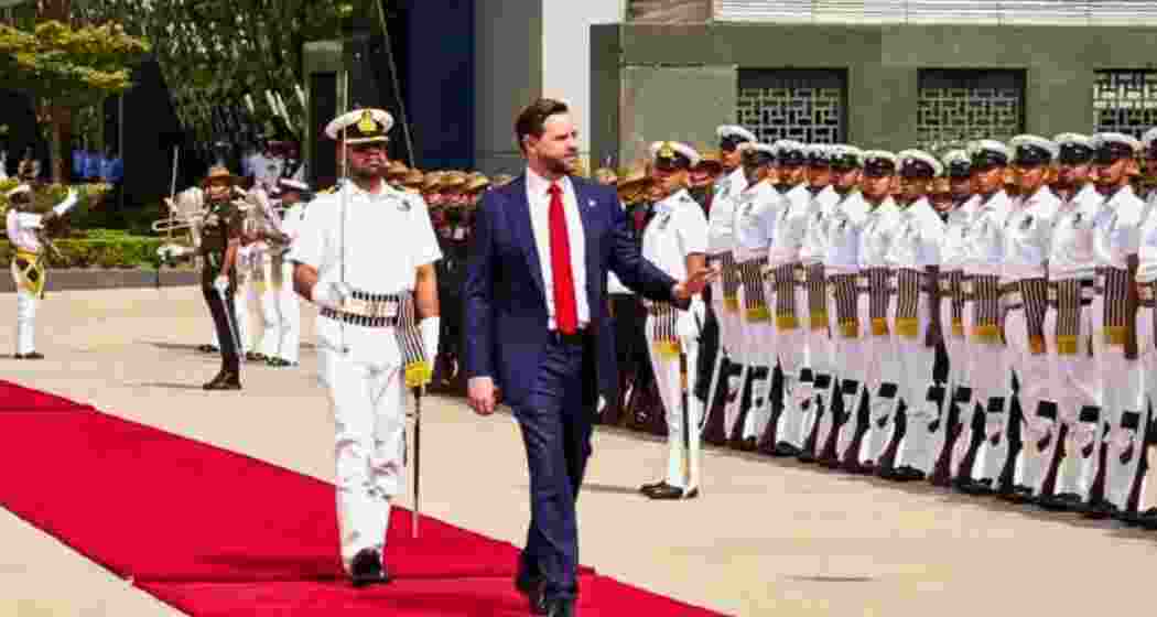 US Vice President J.D. Vance receives a ceremonial Guard of Honour on his arrival in New Delhi, marking the start of his four-day official visit to India on Monday, 21 April 2025.