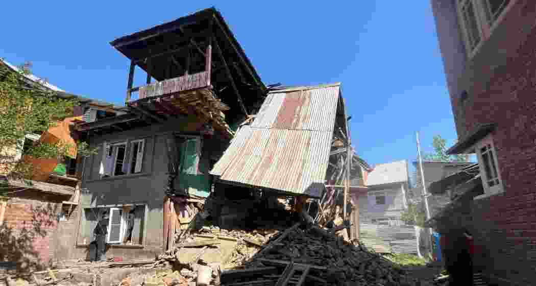 Security forces demolish the house of militant Adnan Shafi in Shopian, Jammu and Kashmir, as part of a major crackdown following the deadly Pahalgam terror attack that killed 26 civilians.

