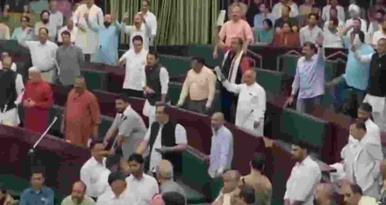 Uproar continues for the second day in Jammu & Kashmir Assembly. 