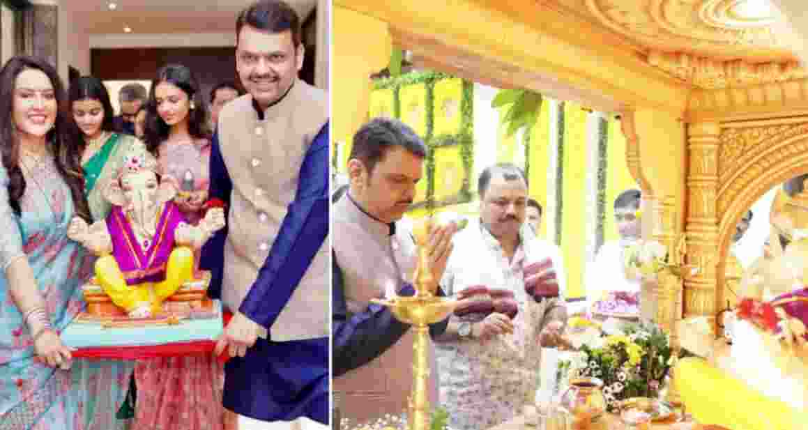 CM Fadnavis performs 'aarti' as 10-day Ganeshotsav begins CM Fadnavis performs 'aarti' as 10-day Ganeshotsav begins