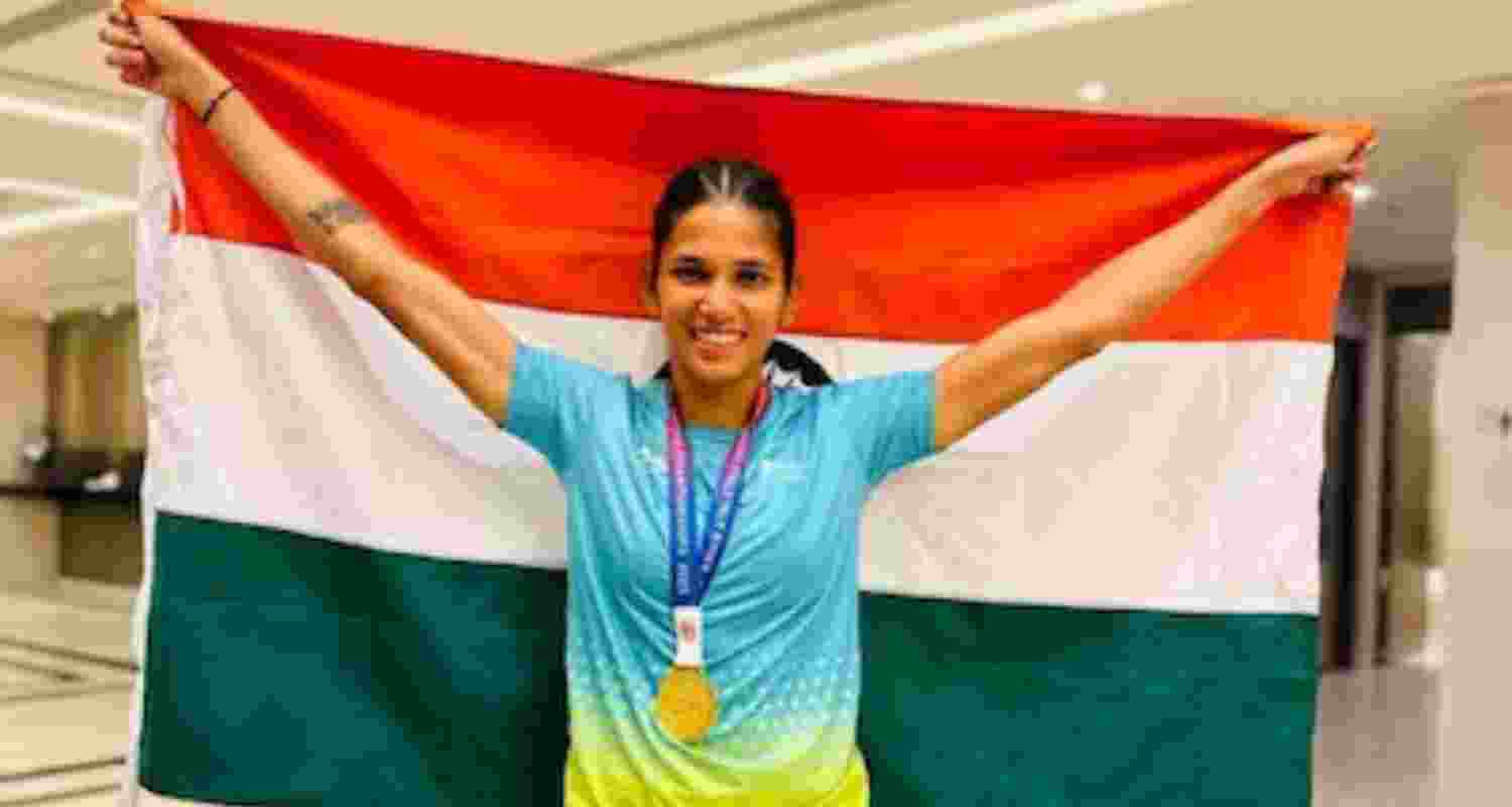 Jyothi Yarraji produced a late burst to clinch her second straight gold medal with a new championship record of 12.96 seconds.