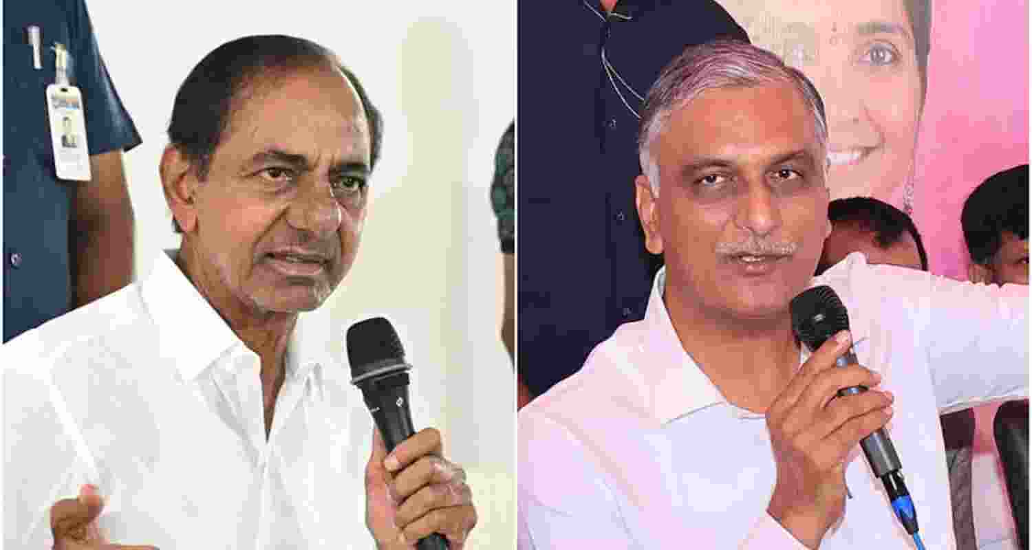Senior Bharat Rashtra Samithi leader T Harish Rao with party president K Chandrashekhar Rao - file image. 