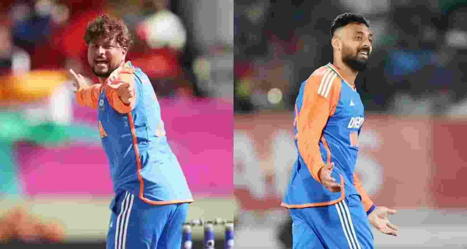 Kuldeep Yadav and (right) Varun Chakravarthy.