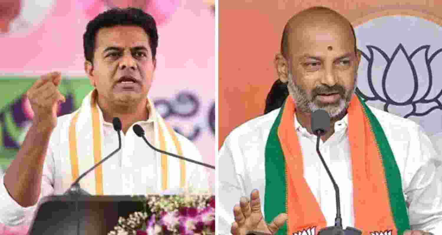 BRS Working President, KT Rama Rao (left) and Union Minister Sanjay Kumar.