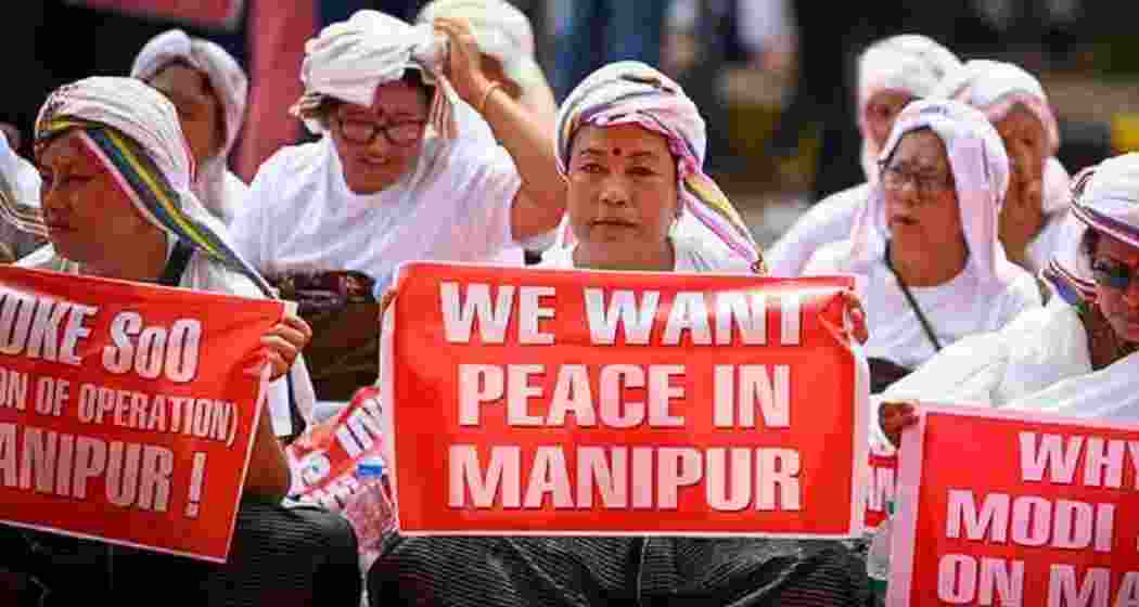 Kuki-Zo members gather in Imphal for a peace protest.