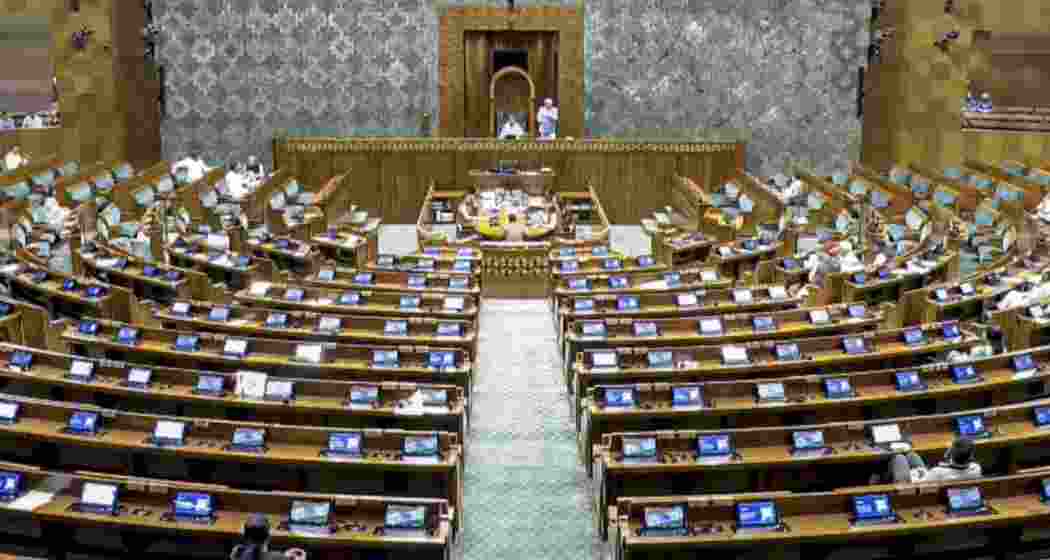 Proceedings in the Lok Sabha underway during the second part of the Budget session of Parliament, in New Delhi, on Monday.