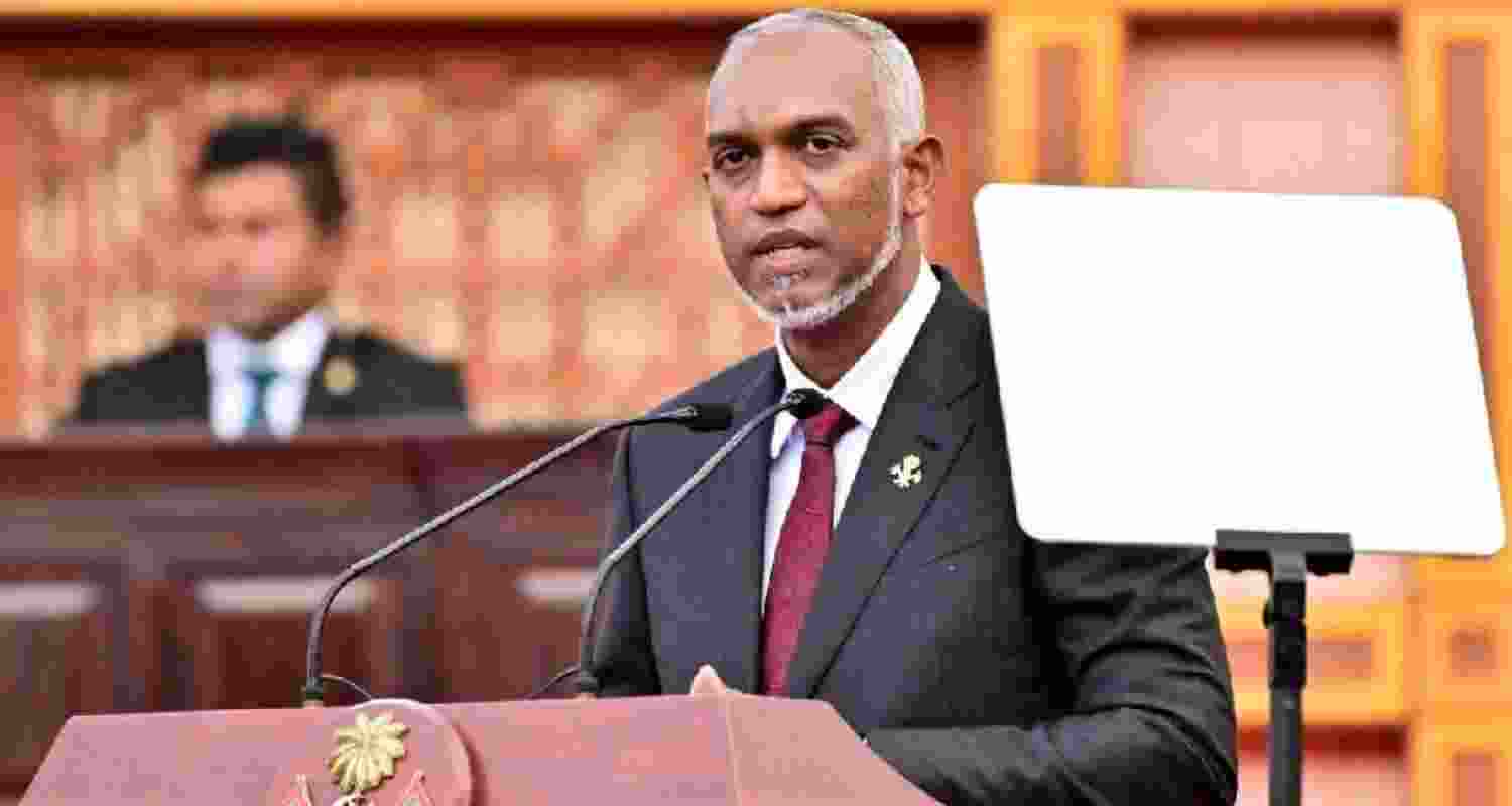 Maldives President Mohamed Muizzu in the Maldivian Parliament