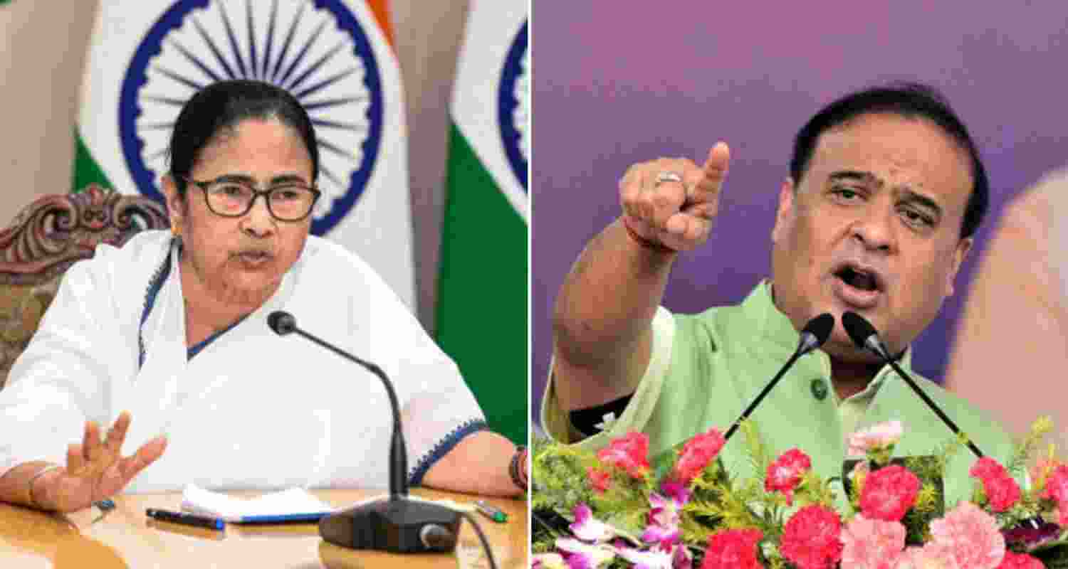 West Bengal Chief Minister Mamata Banerjee and Assam CM Himanta Biswa Sarma. 