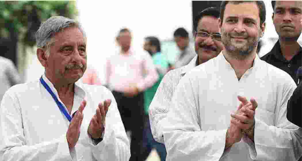 Senior Congress leader Mani Shankar Aiyar with party leader Rahul Gandhi. (PTI)