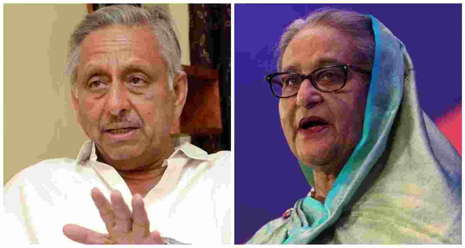 Former diplomat and Congress leader Mani Shankar Aiyar (L), deposed Bangladeshi Prime Minister Sheikh Hasina (R).
