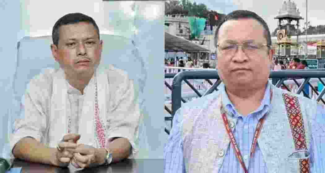  Rajya Sabha member from Manipur, Leishemba Sanajaoba (L), Mizoram MP K Vanlalvena (R).