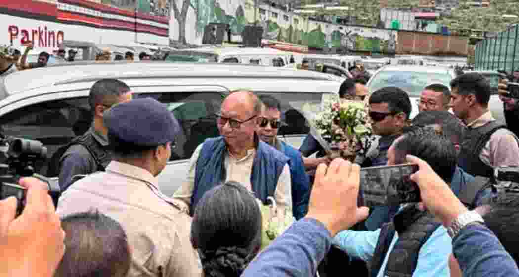 Manipur Chief Minister Yumnam Khemchand interacts with officials after reaching Senapati via NH-2 under tight security.
