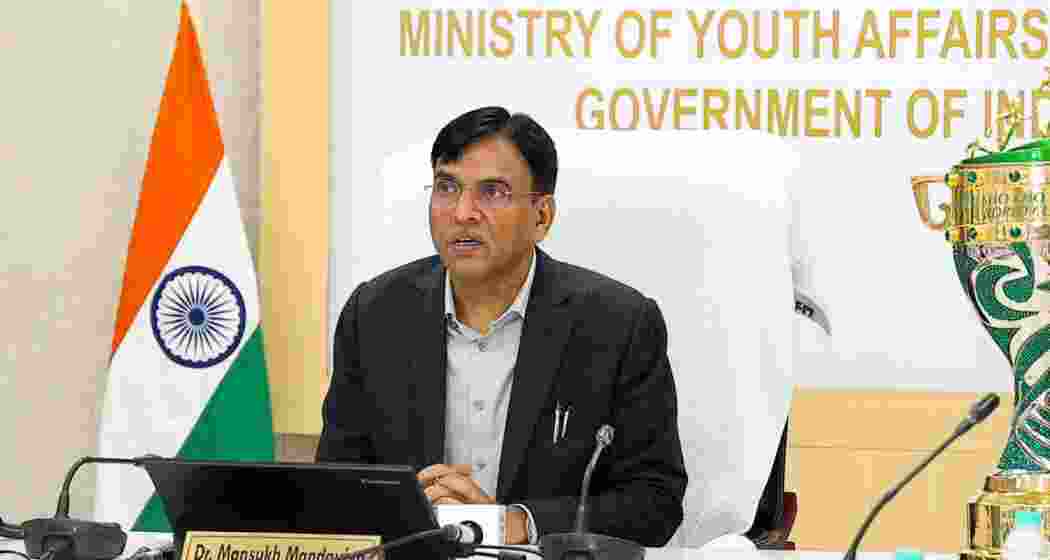 Sports Minister Mansukh Mandaviya addresses the media. (File photo)