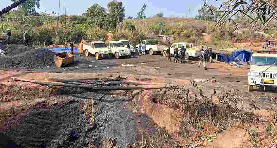 Search and rescue operation underway after at least 18 miners were killed and several others were feared trapped following an explosion in an illegal coal mining site, in East Jaintia Hills district, Meghalaya. (Image: PTI)