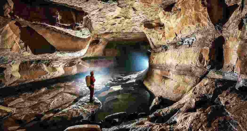 Inside Krem Puri, the longest sandstone cave in the world. (Image: Chris Howes)