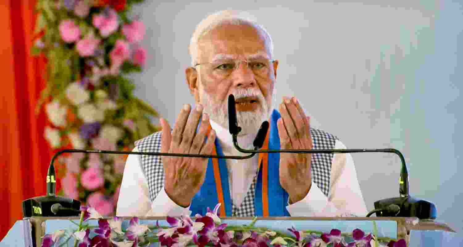Prime Minister Narendra Modi addresses a public meeting, in Siwan, Bihar. 