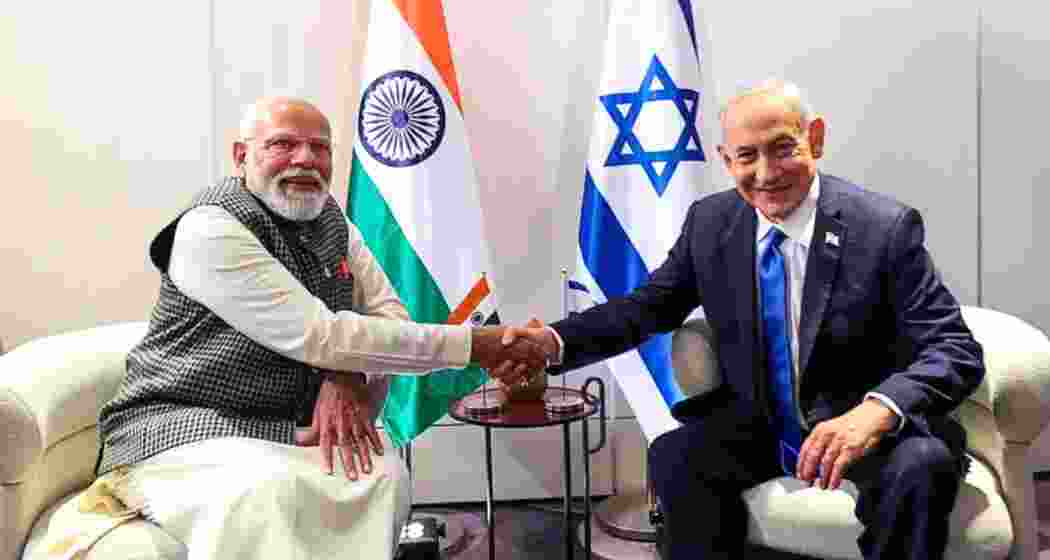Prime Minister Narendra Modi with Israeli Prime Minister Benjamin Netanyahu in Jerusalem.