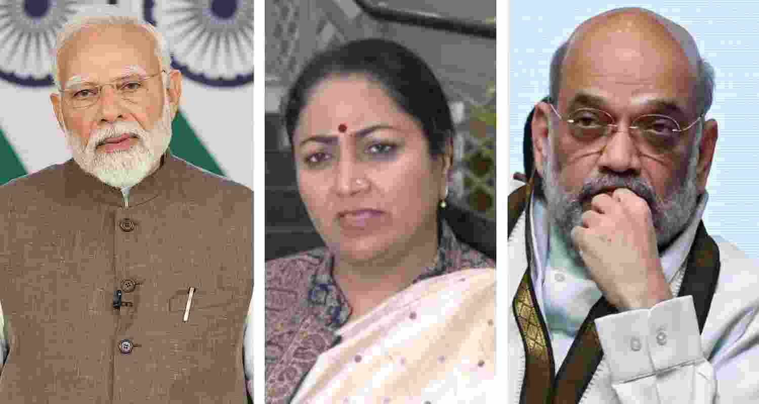 (From left to right) Prime Minister Narendra Modi, Delhi CM Rekha Gupta and Union Home Minister Amit Shah.