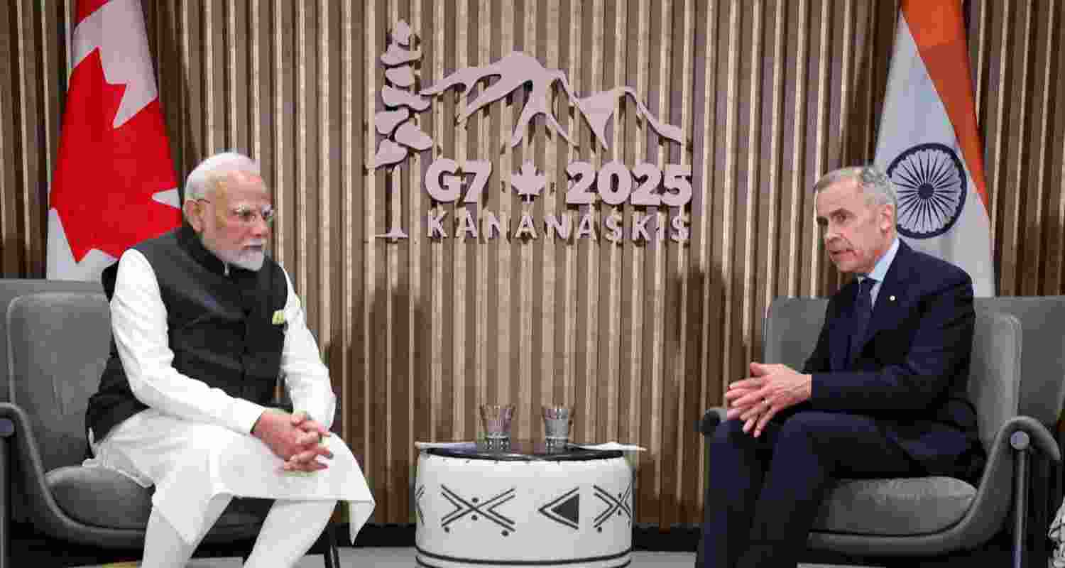 Prime Minister Narendra Modi meets Prime Minister of Canada Mark Carney on the sidelines of the G7 Summit at Kananaskis, in Alberta, Canada.
