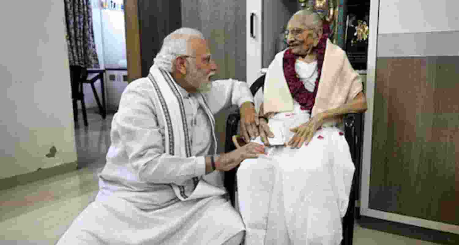 A file photo of Prime Minister Narendra Modi with his late mother Heeraben Modi.