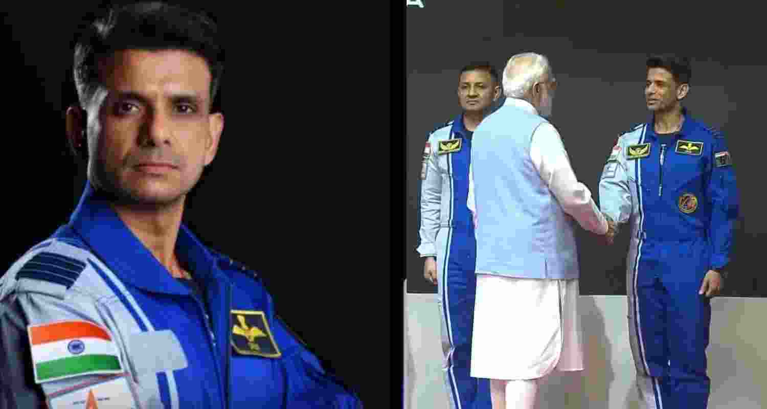 A file photo of Prime Minister Narendra Modi with Shubhanshu Shukla. 