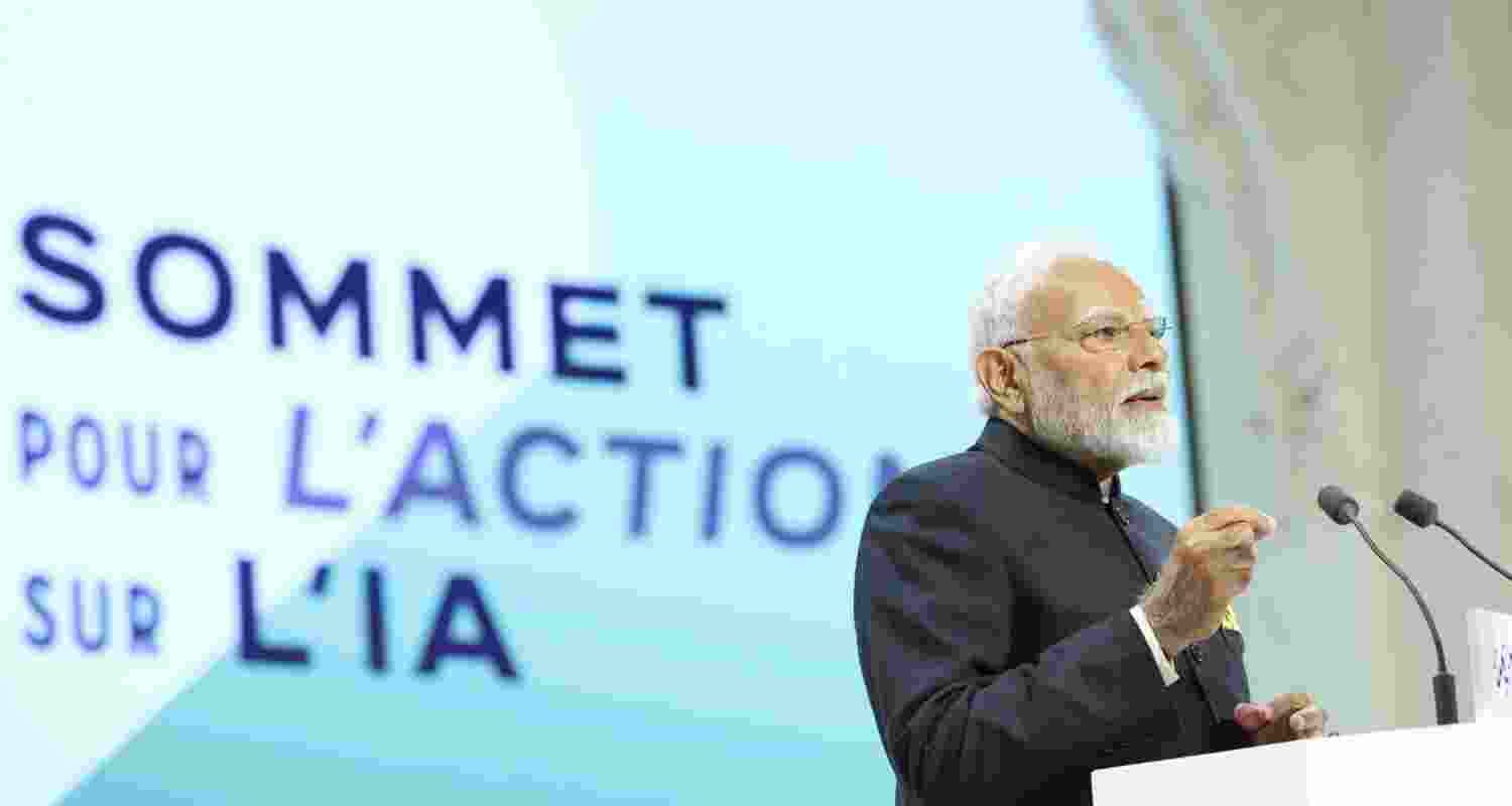 Prime Minister Narendra Modi addresses the AI Action summit in Paris, France, Wednesday.