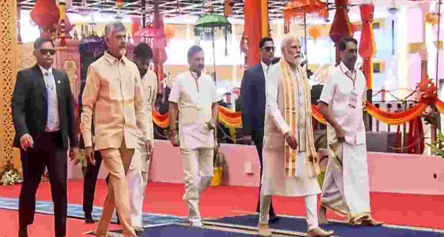 Prime Minister Narendra Modi pays visit to the holy shrine and Mahasamadhi of Sri Sathya Sai Baba in Puttaparthi on Wednesday.