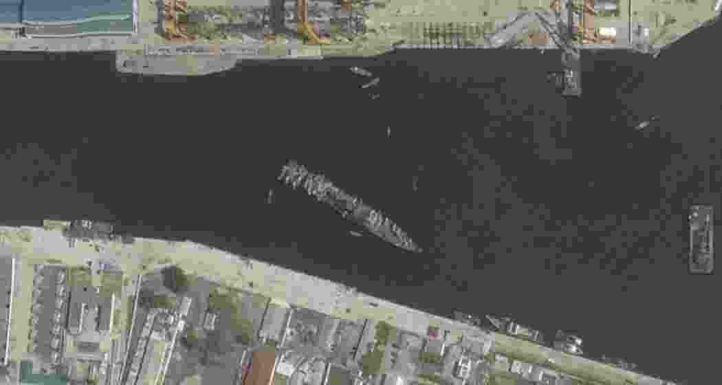 A satellite image captured by Planet Labs PBC on Thursday, 5 June 2025, shows the North Korean destroyer refloated in Chongjin after it capsized during a failed launch attempt.







