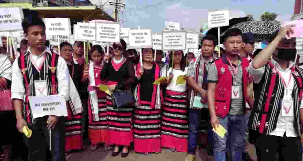 Demonstrators in Nagaland unite to raise their voices, demanding 'No Entry, No Taxation'.