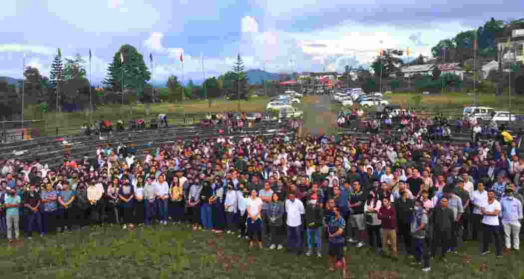 Teachers stand united during their ongoing agitation in Kohima, demanding a shift of salaries to the State Plan.
