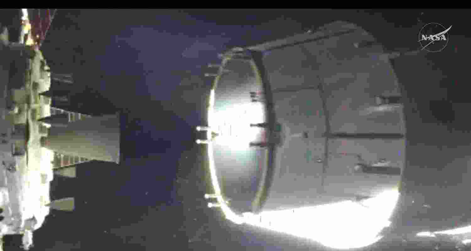 NASA's Orion spacecraft during "proximity operations" after separating from the rocket's upper stage as part of the Artemis II mission.