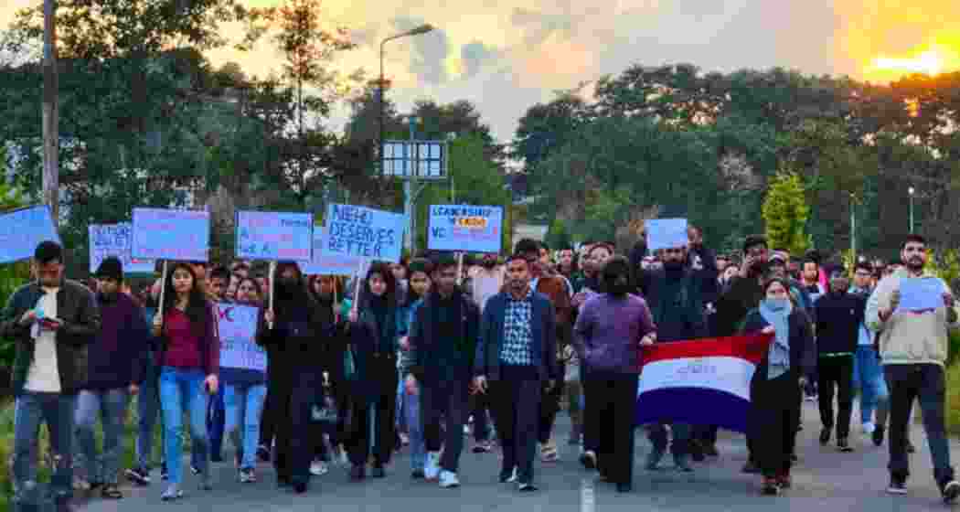 NEHU students in Meghalaya march in a rally continuing their protest, with a hunger strike demanding the Vice-Chancellor’s resignation as government intervention fails to resolve the standoff.