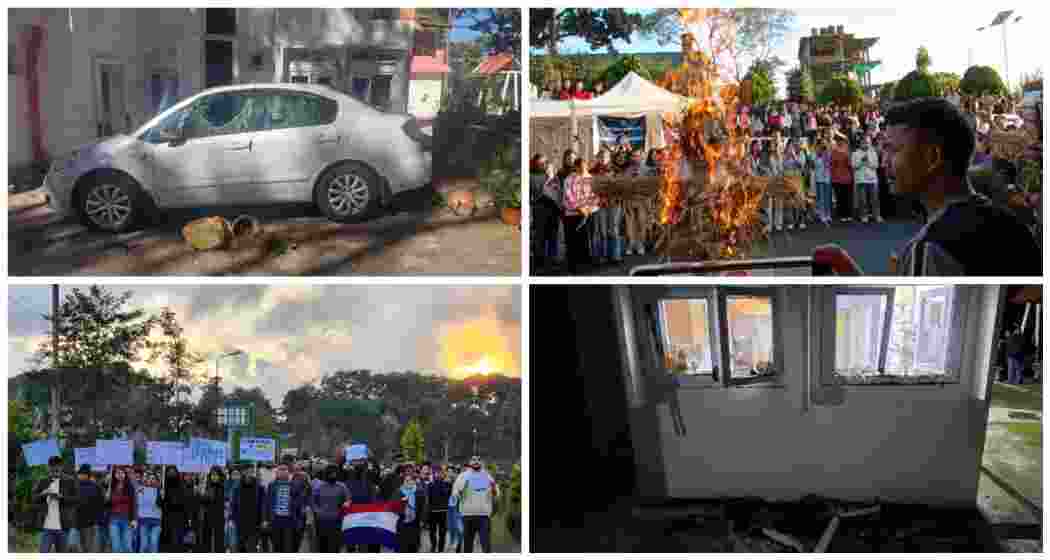 The vandalised car and residence of the NEHU Vice-Chancellor reflect the intensity of student protests and their mounting discontent with university administration.
