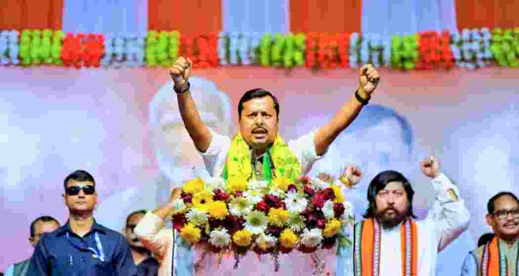 BJP national president Nitin Nabin addresses a rally while flagging off the ‘Poriborton Yatra’ in Cooch Behar on Sunday, a day after publication of West Bengal’s revised electoral rolls.