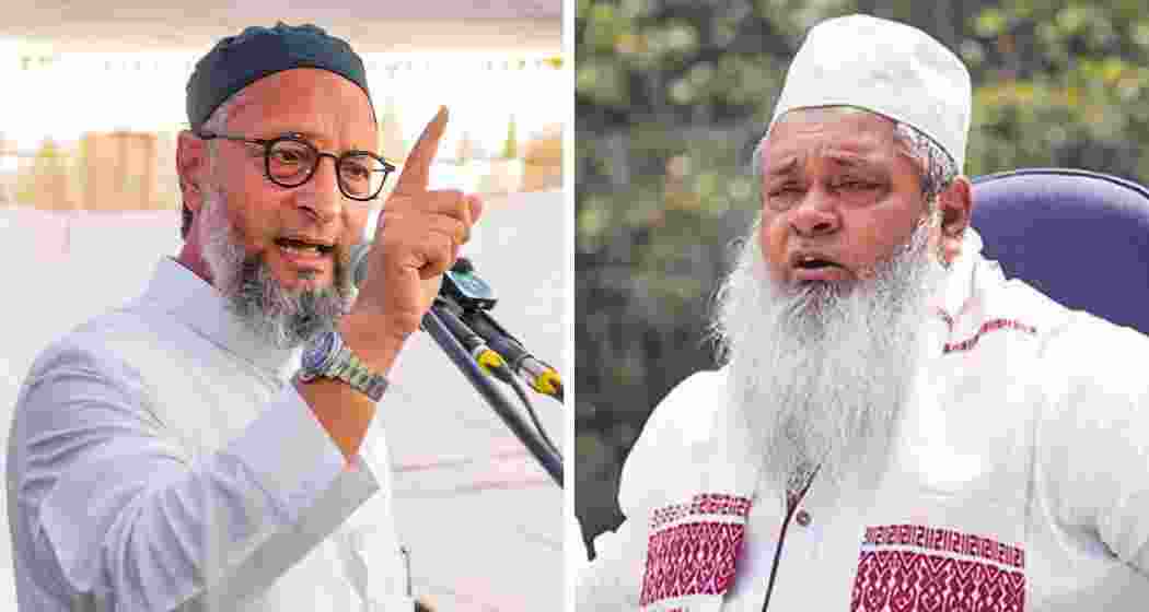 AIMIM chief Asaduddin Owaisi (L), All India United Democratic Front (AIUDF) chief Badruddin Ajmal.
