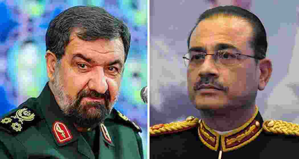 A senior member of the Islamic Revolutionary Guard Corps (IRGC) and Iran’s National Security Council, General Mohsen Rezaei and Pakistan's Army Chief Field Marshal Asim Munir.