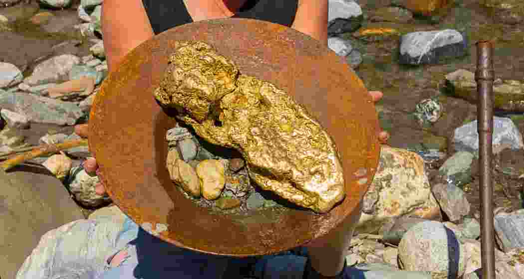 Representative image indicating gold nugget taken out of river.