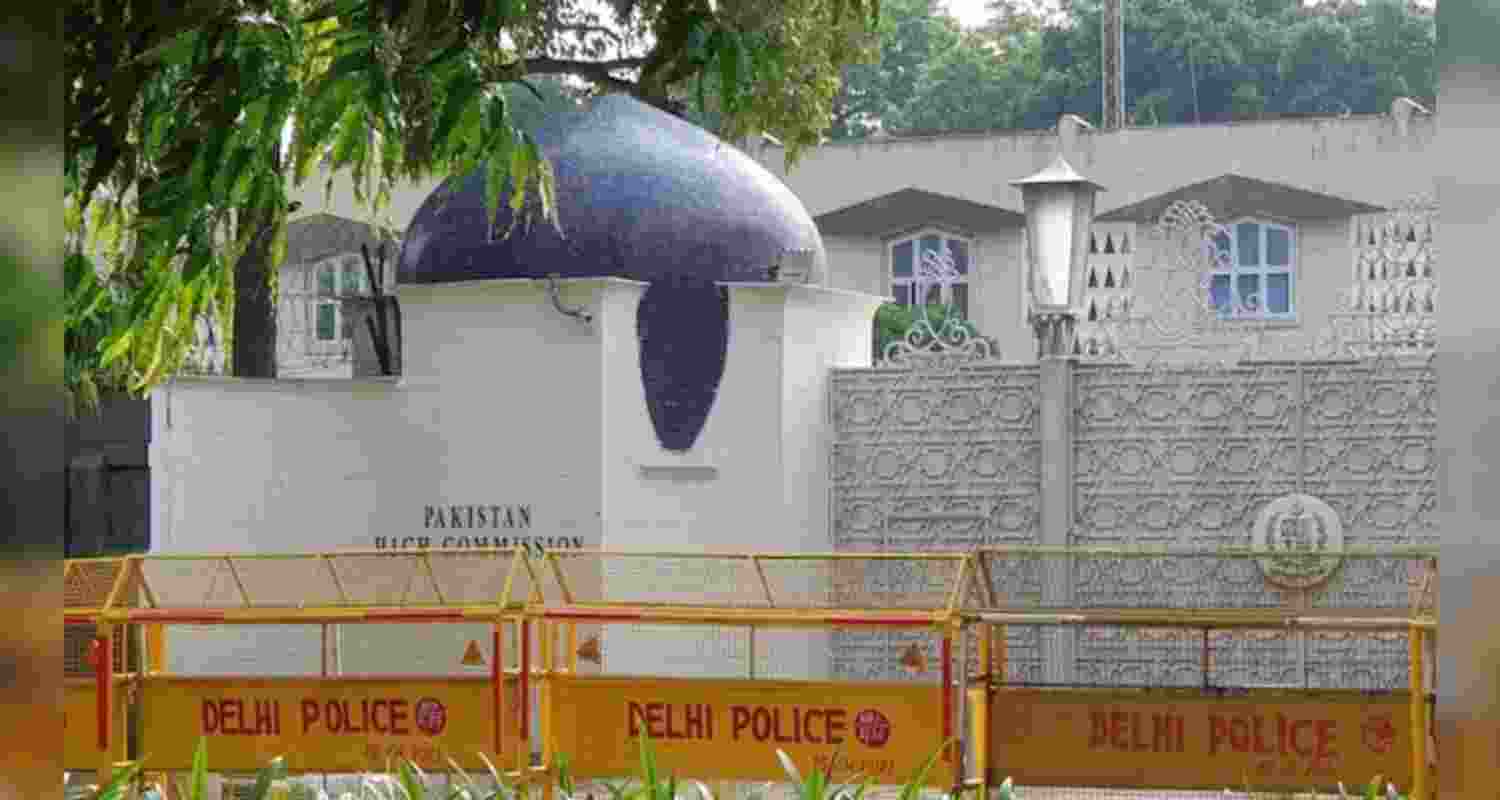 A view of Pakistan High Commission in New Delhi on Wednesday.