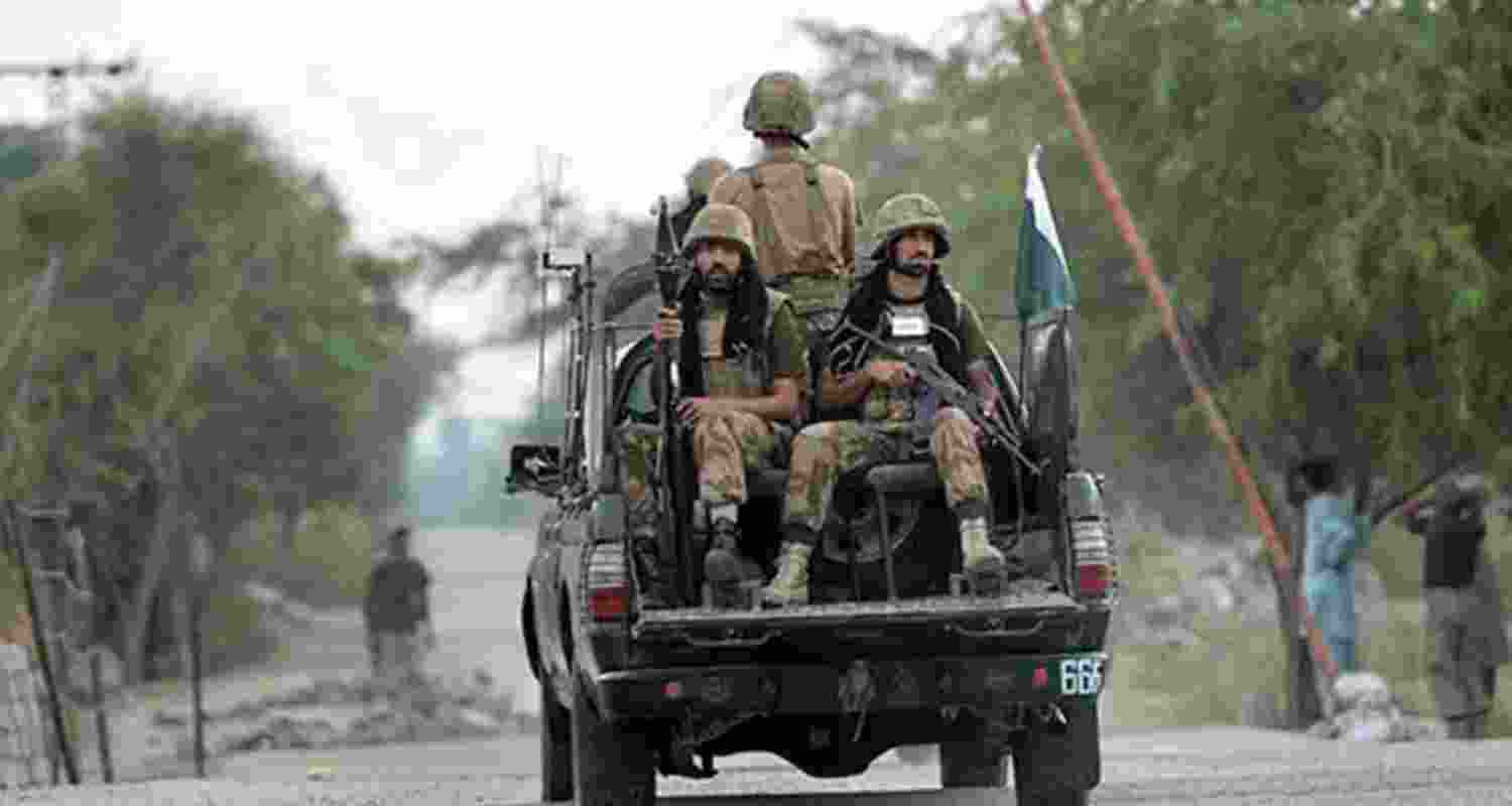 An image of Pakistan Army personnel in a military vehicle. An image of Pakistan Army personnel in a military vehicle.