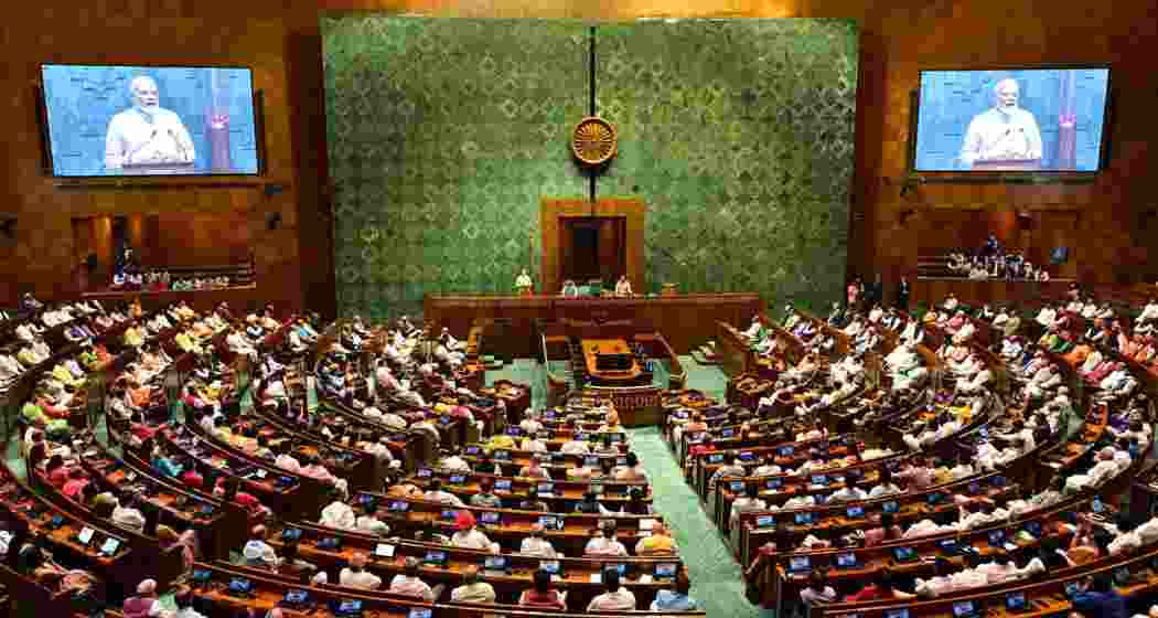 Prime Minister Narendra Modi speaks after the inauguration of the new parliament building in New Delhi in 2023.