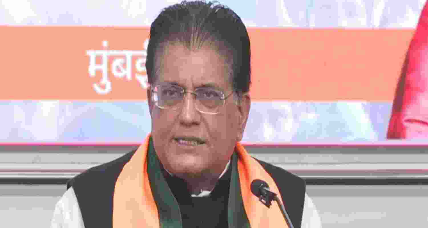 Union Commerce and Industry Minister Piyush Goyal addressing a press conference in Mumbai on Saturday.